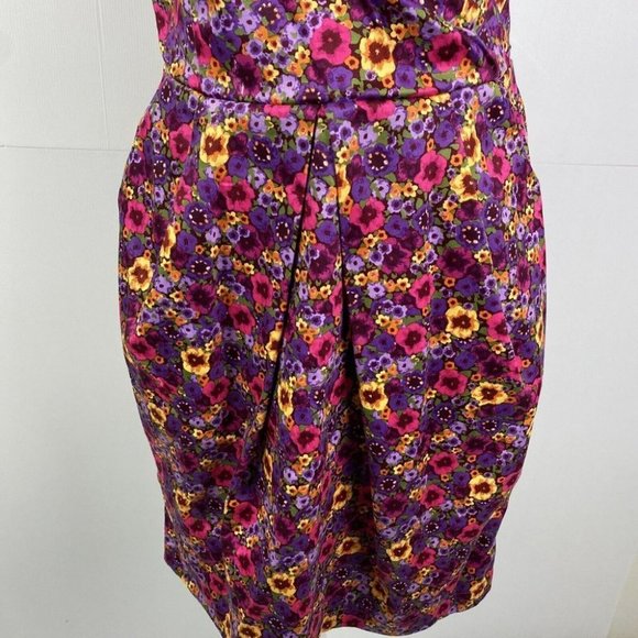 Princess Highway Size 8 Pencil Dress Bright Purple pink Floral - Picture 3 of 10